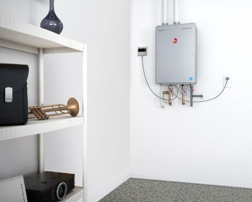 Tankless water heater taking up little space