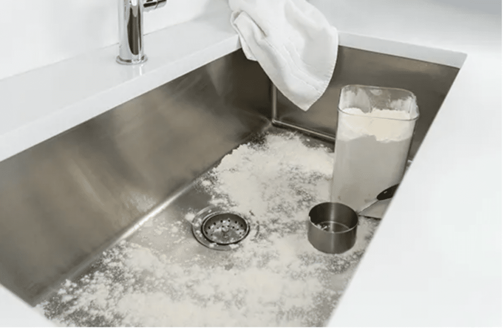 flour in a sink